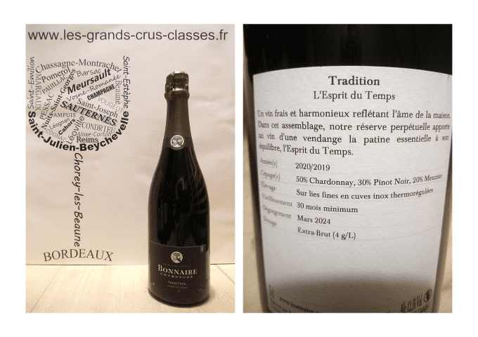 Champagne Brut Tradition - L'Esprit du Temps - Bonnaire - Dég. Mars 2024